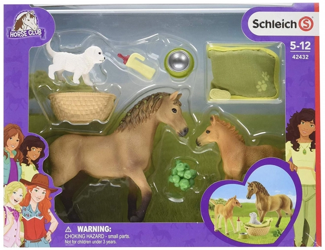 Schleich Horse Club készlet lócsikóval, Quarter ló kölyökkutyával és kiegészítőkkel