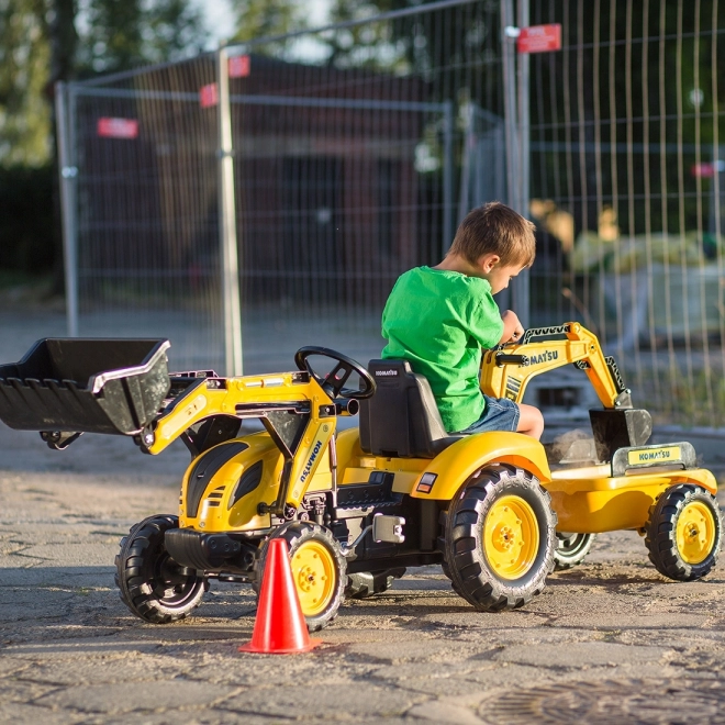 Komatsu pedál traktor elülső és hátsó kanállal és hengerrel