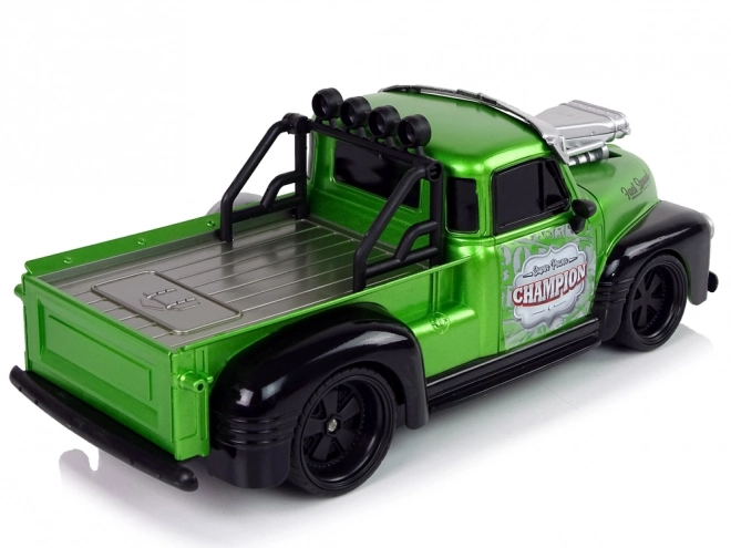 Zöld távirányítós pickup autó 1:18 méretarányban