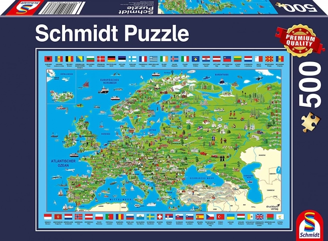 Ilusztrált Európa térkép puzzle - 500 darabos