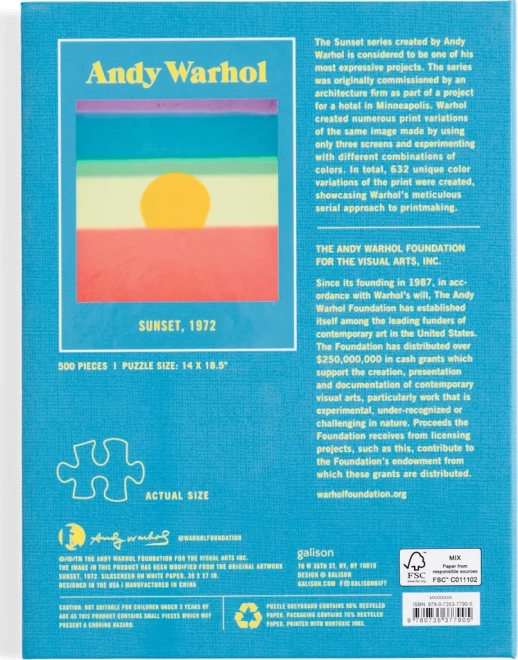 GALISON kirakós Andy Warhol: Naplemente 500 darabos