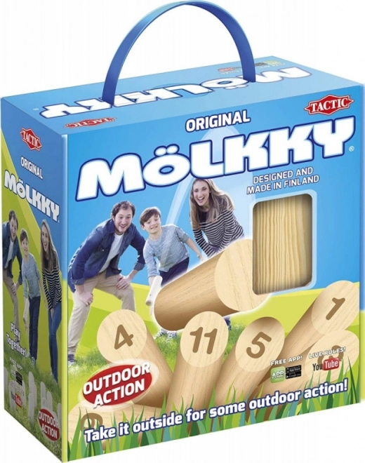 Mölkky játék kartondobozban fogantyúval