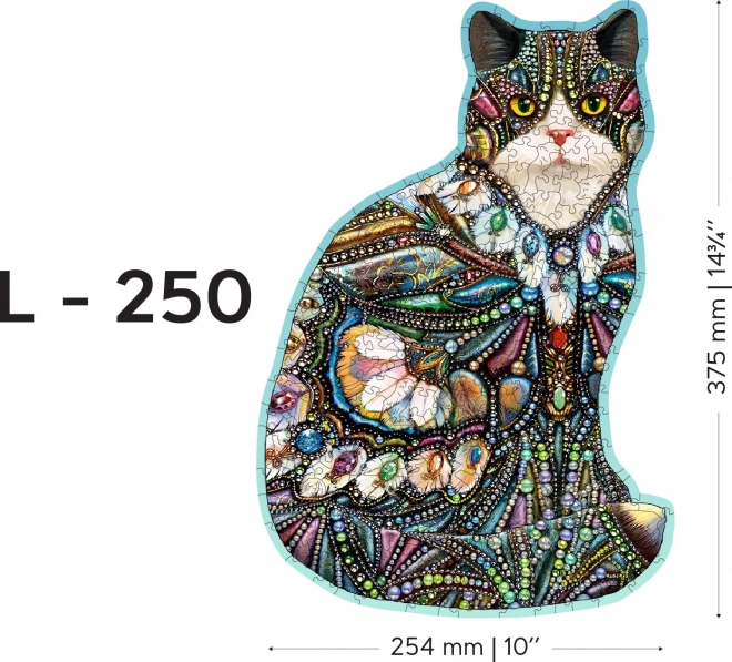 Fa puzzle Díszített Cat 250 darabos