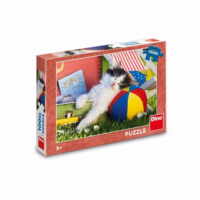 Cica pihen XL puzzle 100 darabos