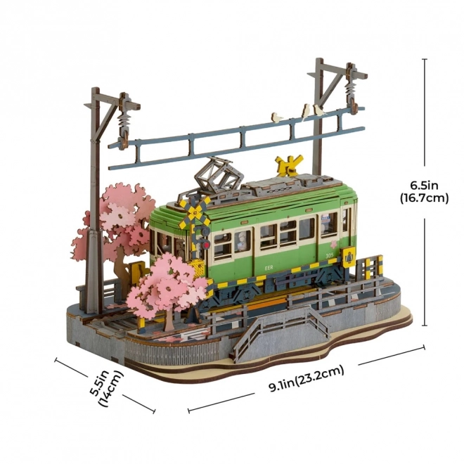 RoboTime 3D fa puzzle Virágzó Sakura állomás