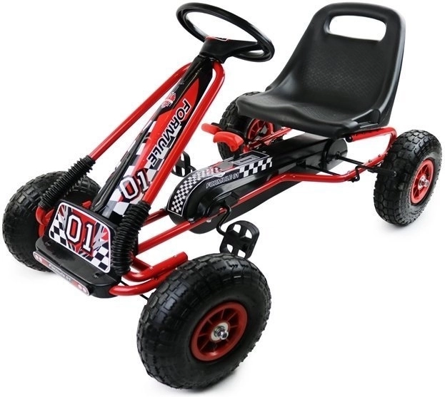 Pedálos levegős gokart + Felfújható gumik + Állítható ülés – Piros