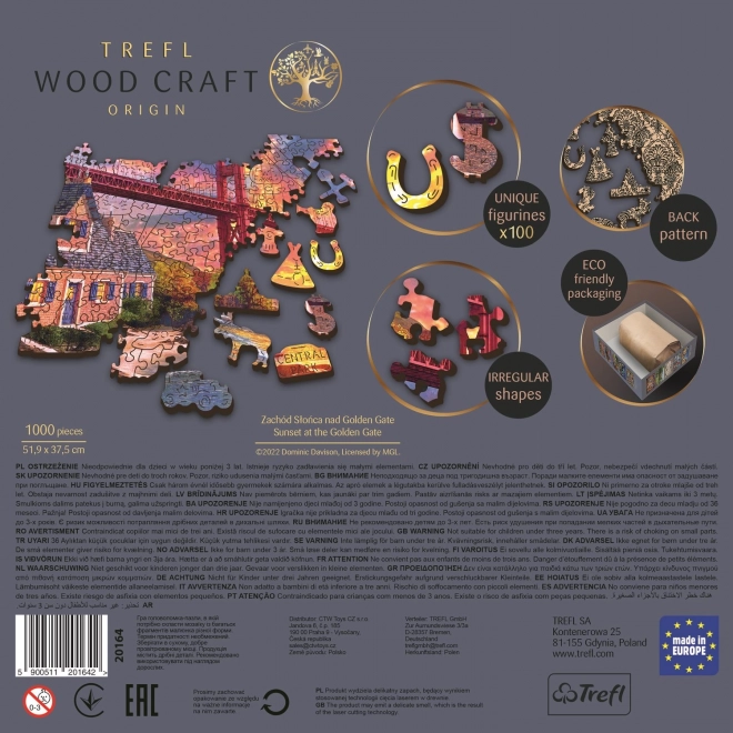 trefl wood craft origin puzzle naplemente a golden gate felett