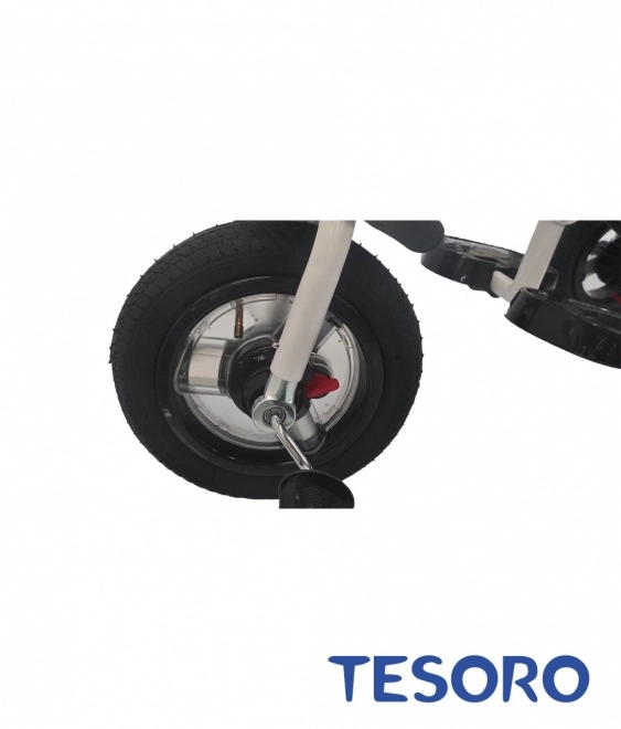 Tesoro tricikli fehér vázzal és piros kiegészítőkkel
