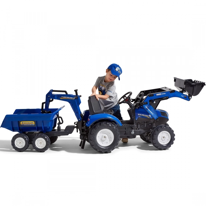 Traktor New Holland pótkocsival, kék, 3 éves kortól gyerekeknek