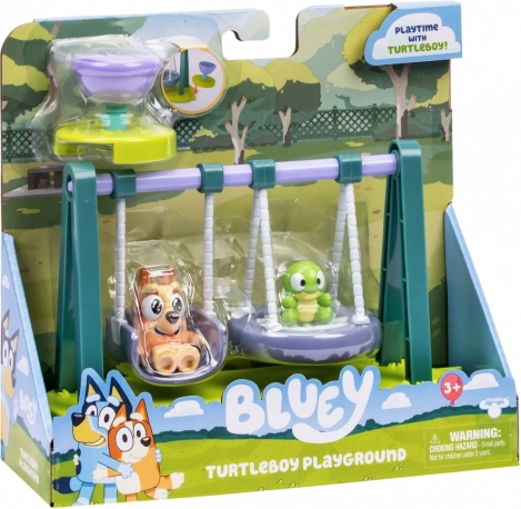 Bluey játékkészlet hintákkal, teknőssel és Bingo figurával