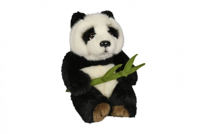 Panda plüss levéllel 18 cm