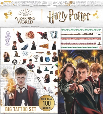 Nagy HARRY POTTER tetoválás szett színezőkkel tasakban