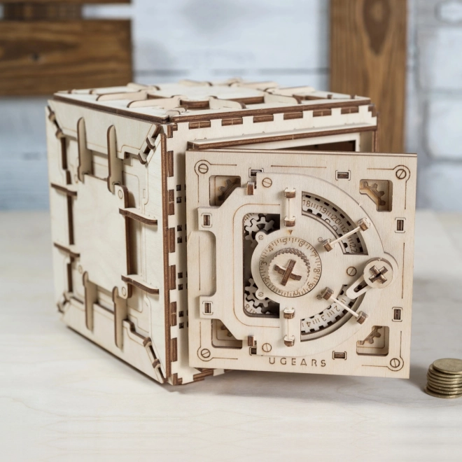 Ugears 3D fa mechanikus puzzle széf