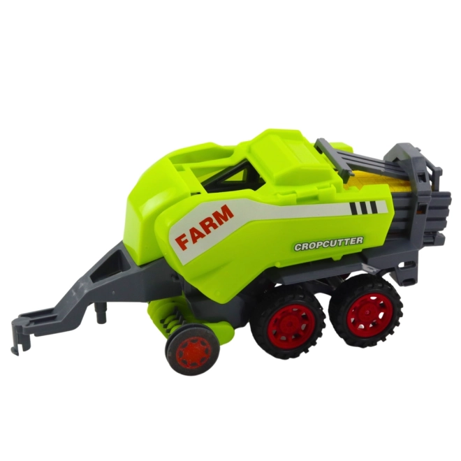 Zöld farm traktor és bálázó játékszett