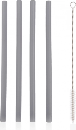 Szilikon szívószál 4 db, Dove Grey