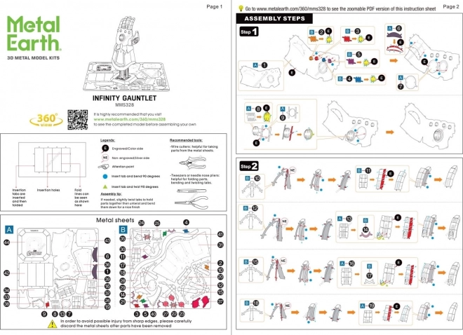 Végtelen kesztyű 3D puzzle - metal earth avengers gyűjtemény