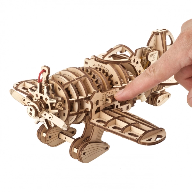 Ugears 3D Fa Mechanikus Puzzle - Mad Hornet Repülőgép