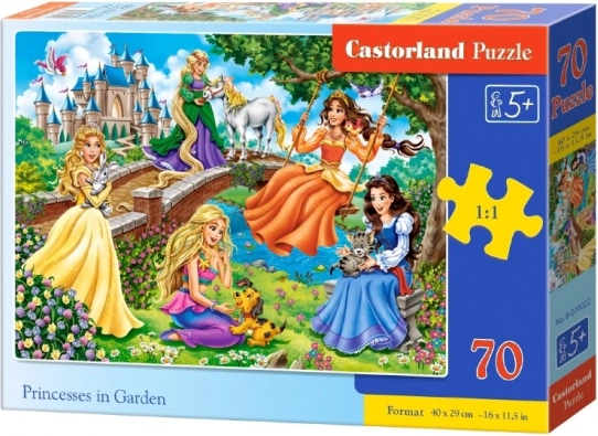 Gyerek puzzle 70 darabos – hercegnők a kertben