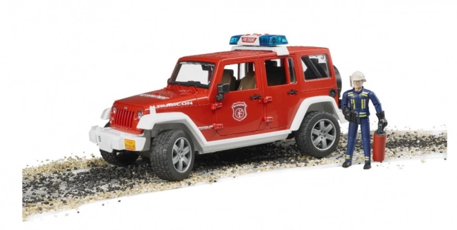 Bruder piros tűzoltó Jeep Wrangler figurával és kiegészítőkkel