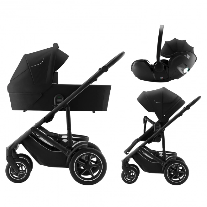 Kombinált babakocsi Smile 5Z készlet - mély mózeskosár és Baby-Safe Pro Classic autósülés - Space Black