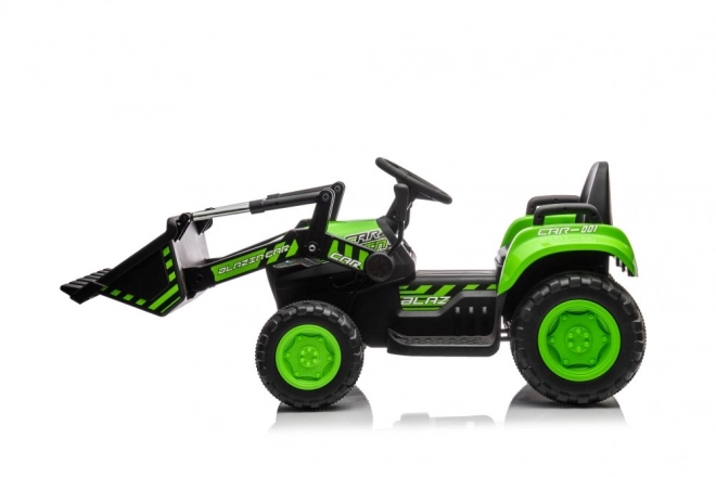 Gyermek elektromos traktor zöld kanállal