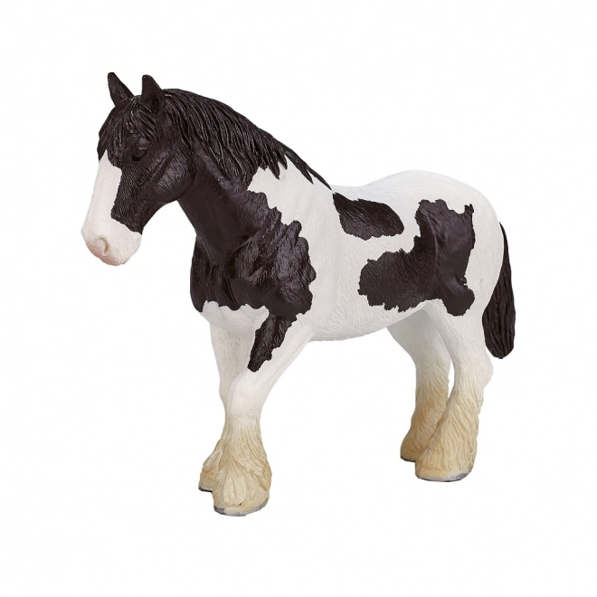 Fekete-fehér Clydesdale ló figura