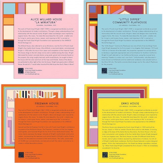 GALISON Négyzet alakú puzzle Frank Lloyd Wright: Textil blokkok 4x200 darab