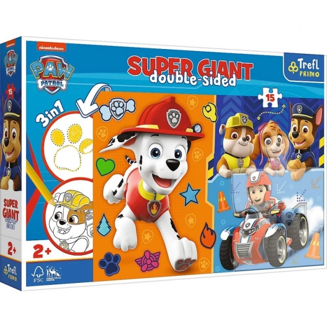 Kétszínű PAW Patrol óriás puzzle - 15 darab