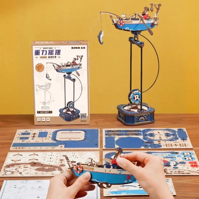 Mechanikus 3D puzzle Horgászhajó ingával