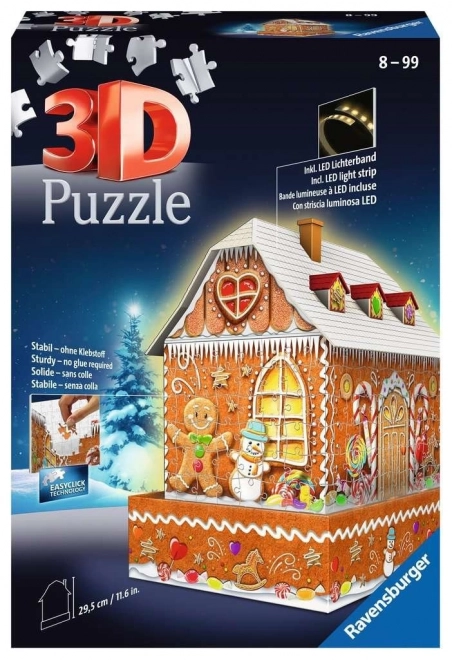 Világító 3D puzzle Éjszakai kiadás Mézeskalácsház 216 darab