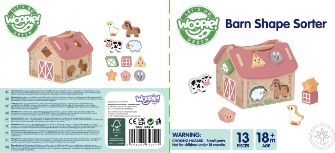 WOOPIE Fa Játék Farm Formák és Színek Osztályozás 13 db