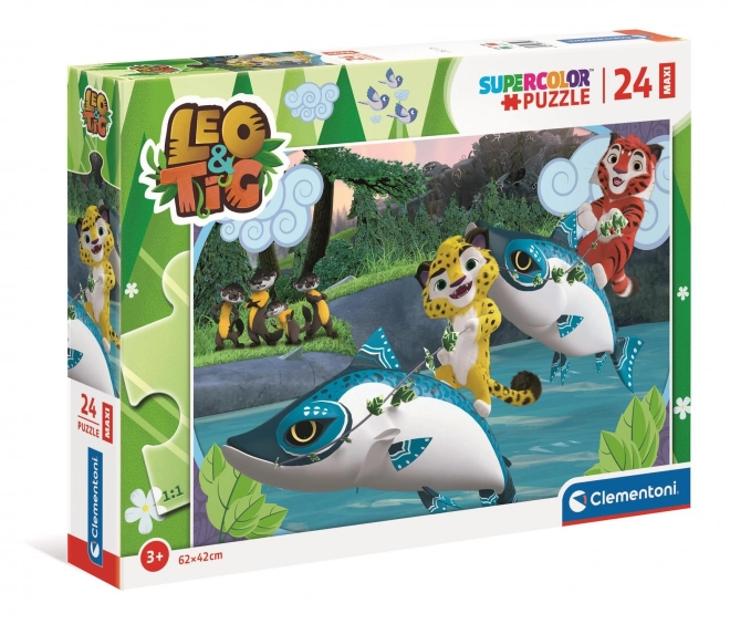 CLEMENTONI Leo és Tig vízi kaland maxi puzzle - 24 darabos