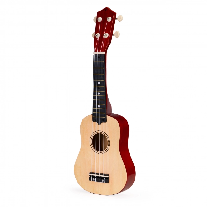 Gyerek fa ukulele 4 nejlon húrral, barna - ECOTOYS