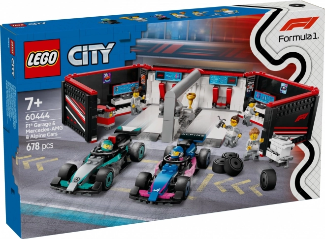 Lego City F1 garázs és versenyautók Mercedes-AMG és Alpine