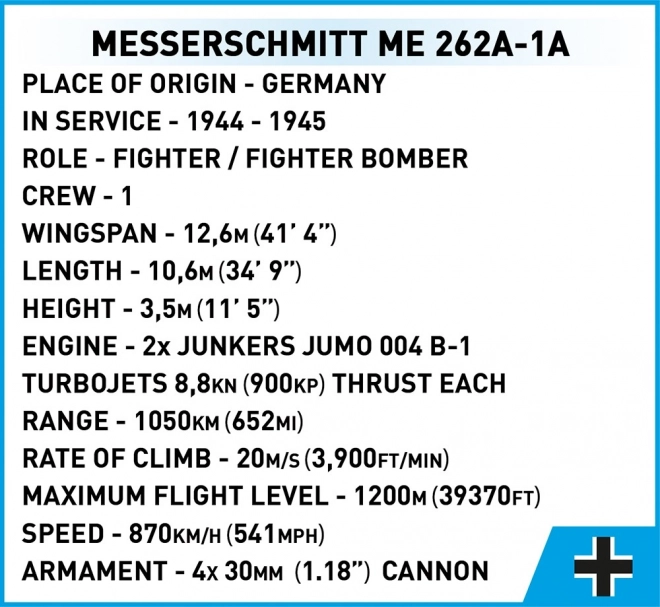 Messerschmitt Me262 A-1a építőkockák