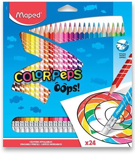 Maped Color'Peps Oops háromszögletű radírozható színes ceruzák 24 db