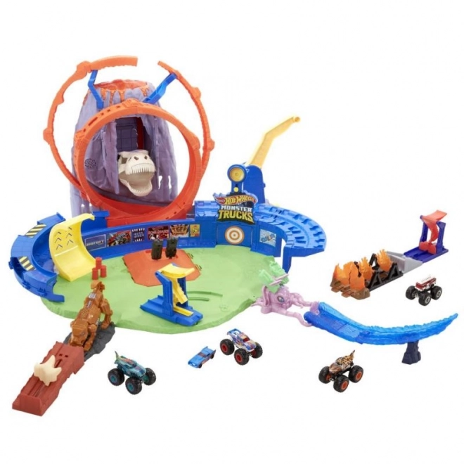 Hot Wheels t-rex vulkán kaszkadőr aréna