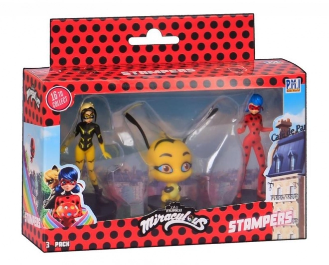 Miraculous: Katicabogár és Fekete Macska - Bélyegzők 3 db figura