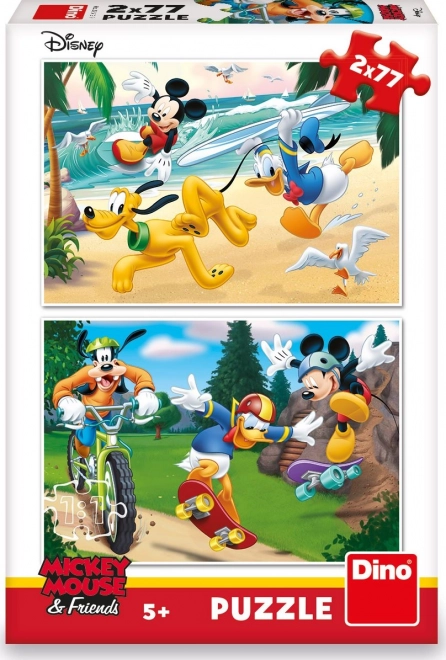 Dino puzzle sportoló Mickey és barátai 2x77 darabos