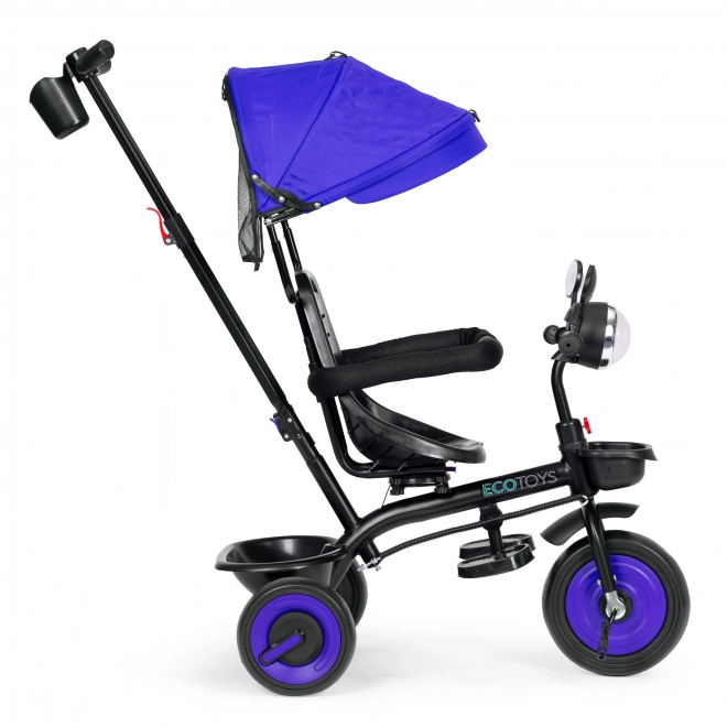 3 az 1-ben tricikli babakocsi gyerekeknek forgatható üléssel és napellenzővel, kék, ECOTOYS