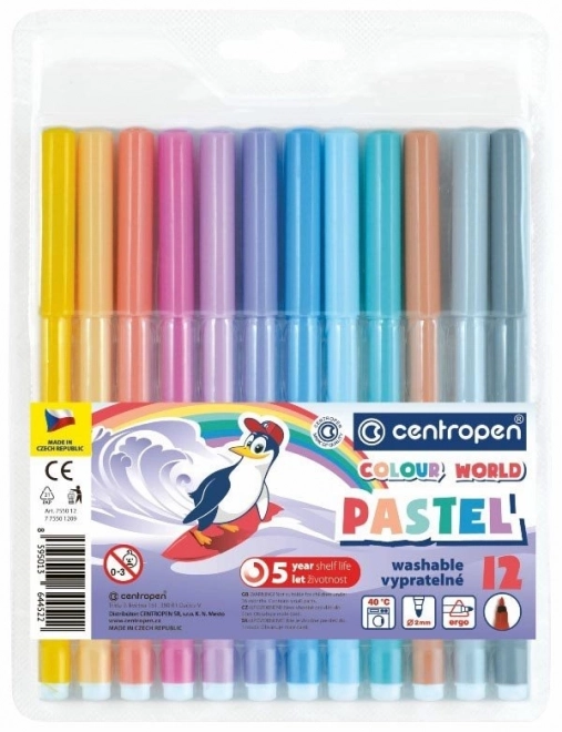 Centropen pasztell színű filctoll szett 12 darabos