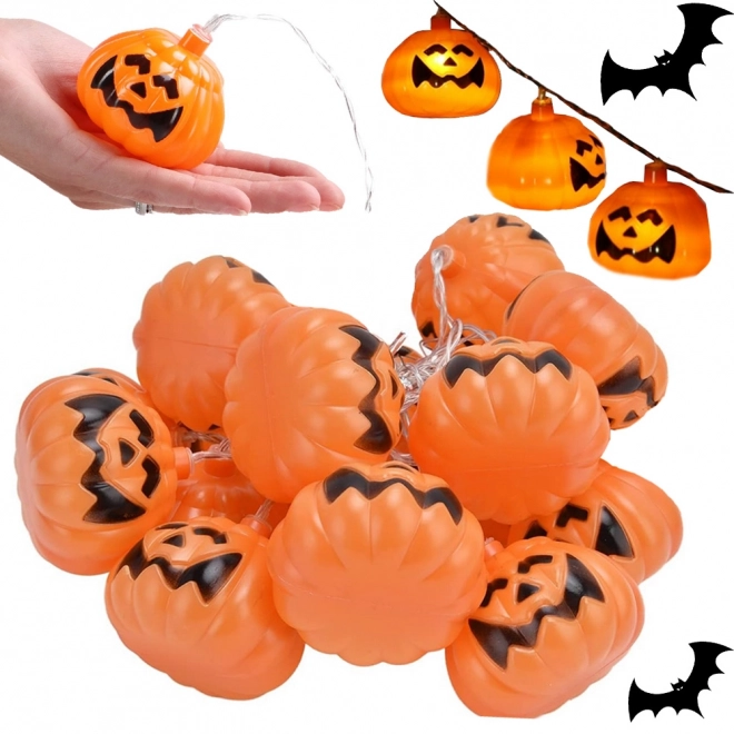 Halloween tök mintás LED-es fényfüzér 200 cm