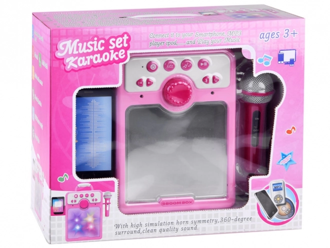 Rózsaszín gyerek Boombox hangszóró mikrofonnal