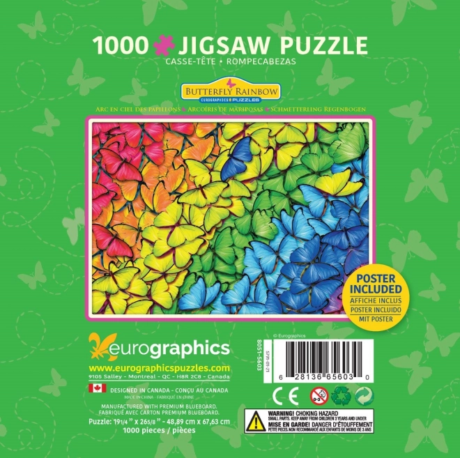 Motýlszínű szivárvány puzzle fém dobozban - 1000 darab