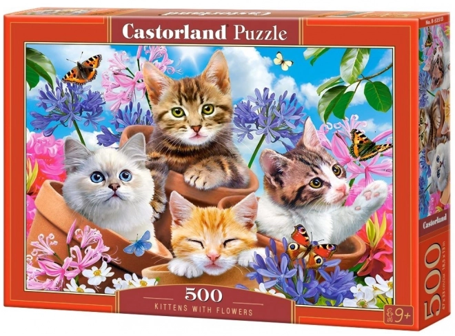 Cicák virágokkal puzzle