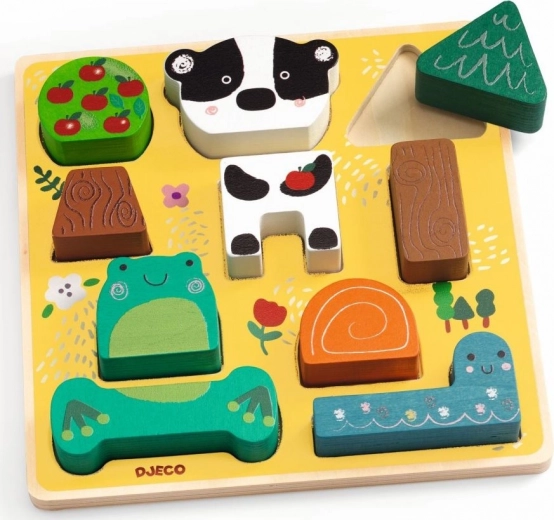 Djeco Puzz & Match Happy Állatkák fa puzzle a legkisebbeknek