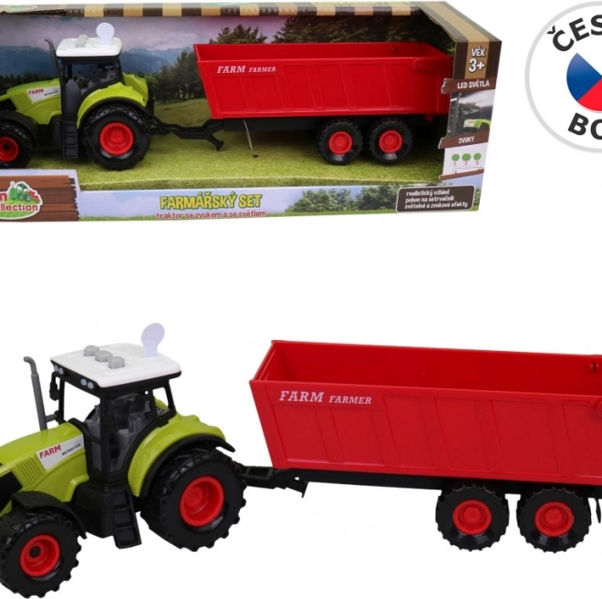 Traktor utánfutóval, fényekkel és hanggal