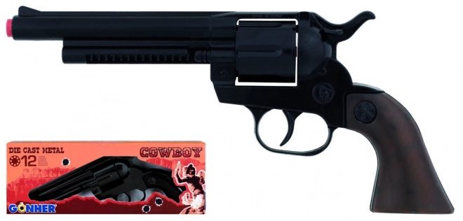 Fekete fém cowboy revolver 12 törés