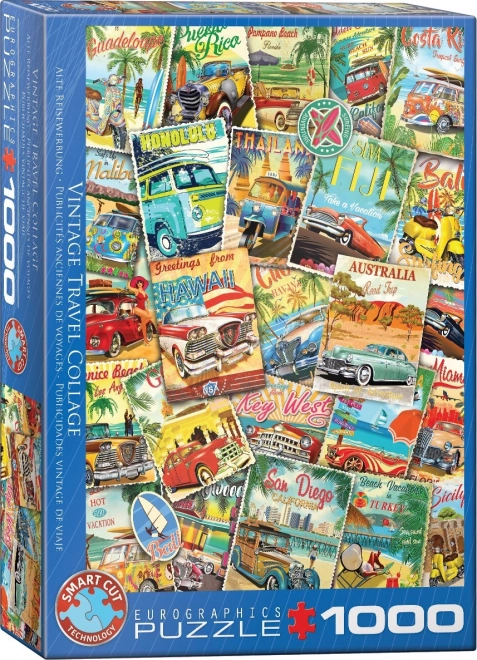 Retro utazási kollázs puzzle - 1000 darabos