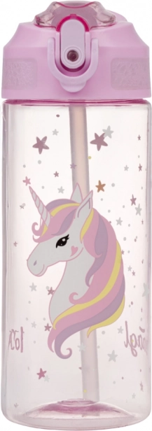 Tritán ivópalack szívószállal Rainbow Unicorn 500 ml